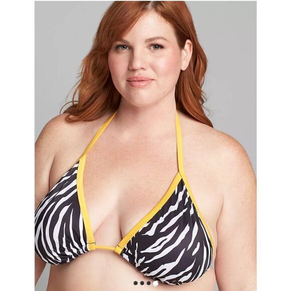 Lane Bryant string bikini black and white with yellow zebra print Size 20 - Picture 5 of 7